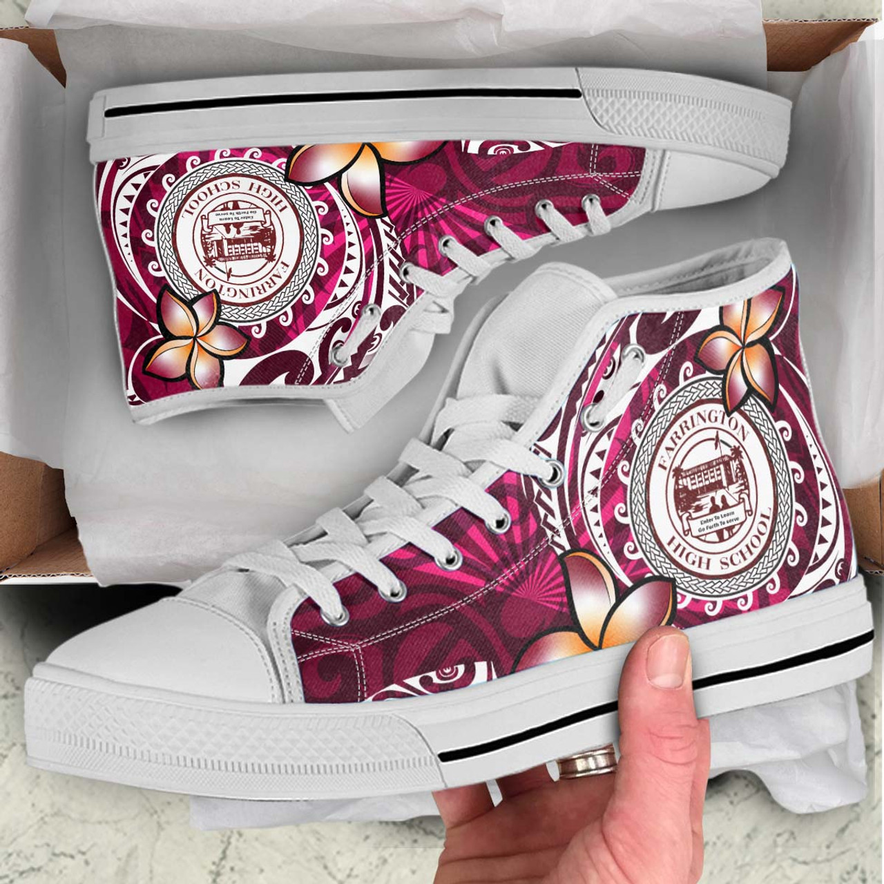 Hawaii High Top Shoes - Farrington High School Polynesian Tribal Pattern