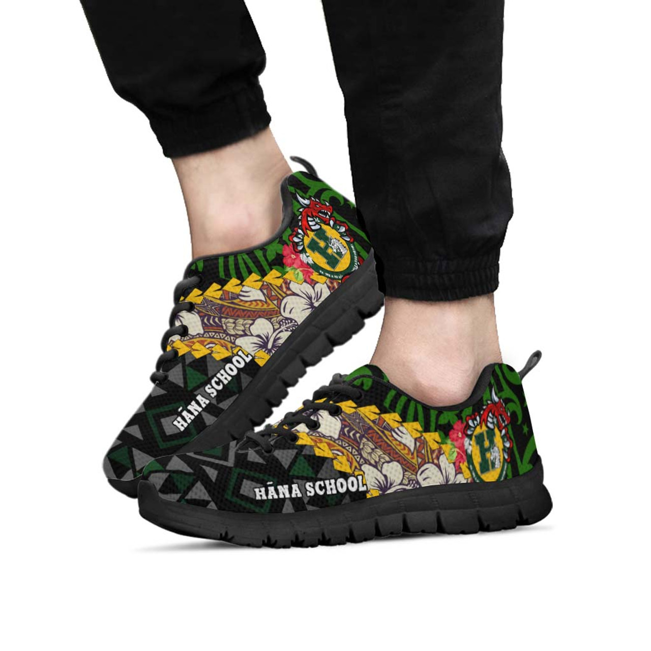 Hawaii Sneakers - Hana High & Intermediate School Polynesian Tribal Pattern