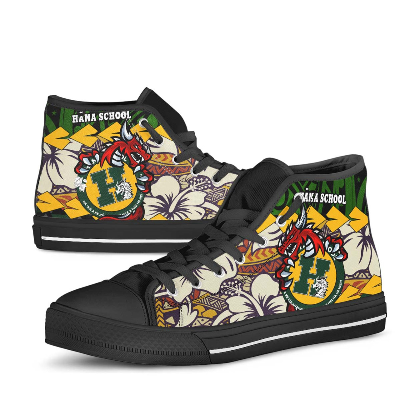 Hawaii High Top Shoes - Hana High & Intermediate School Polynesian Tribal Pattern