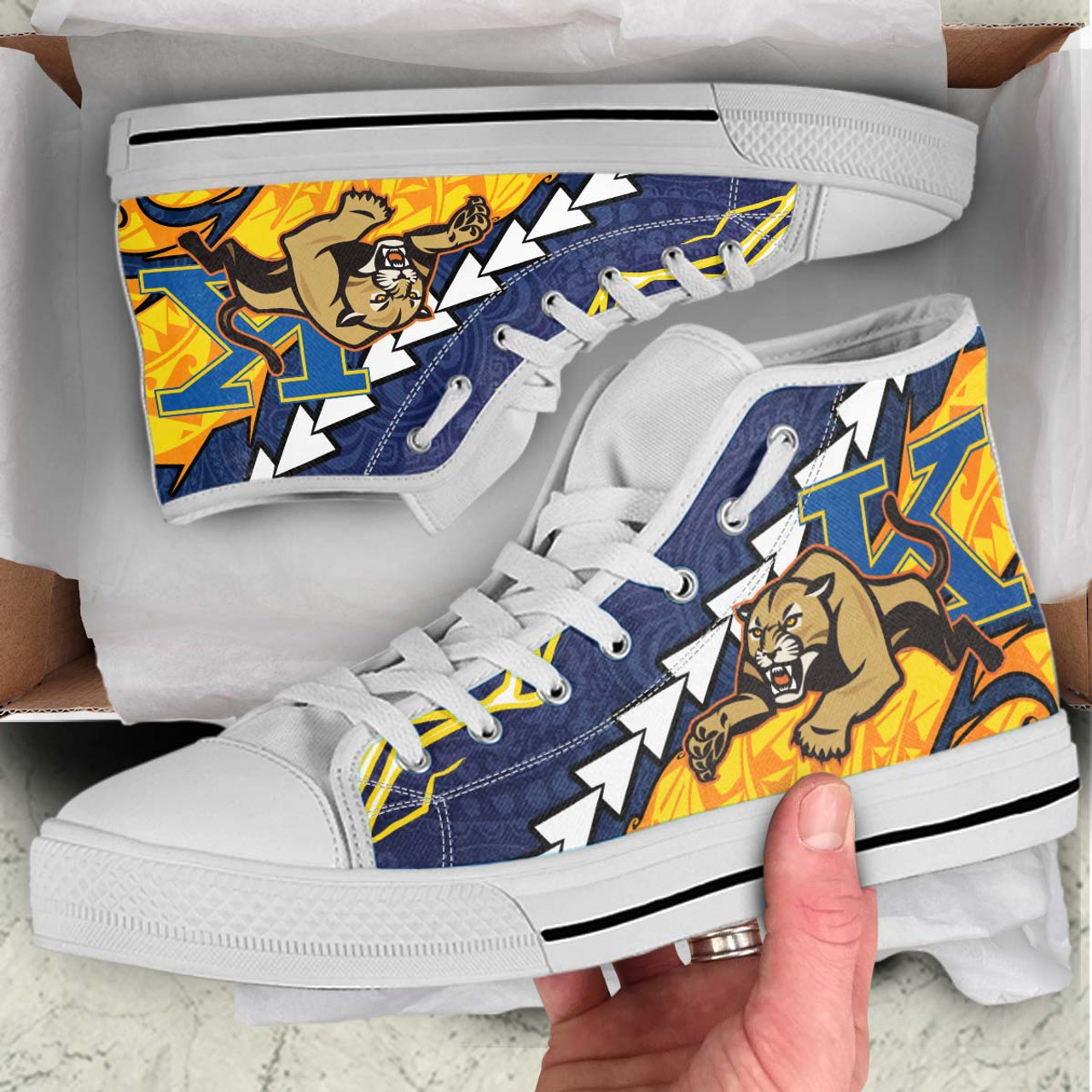 Hawaii High Top Shoes - Henry J. Kaiser High School Polynesian Tribal Pattern