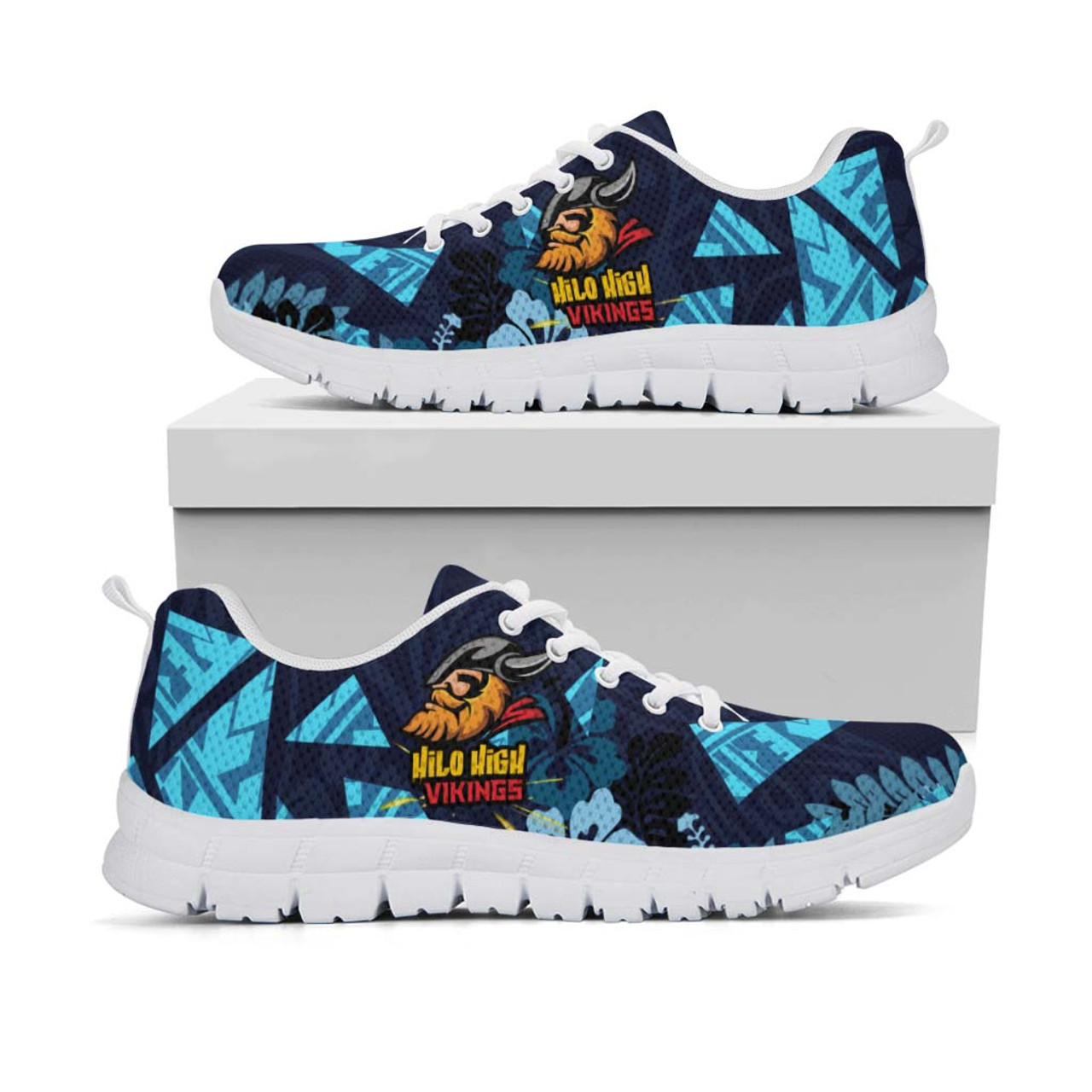 Hawaii Sneakers - Hilo High School Polynesian Viking Tribal Pattern