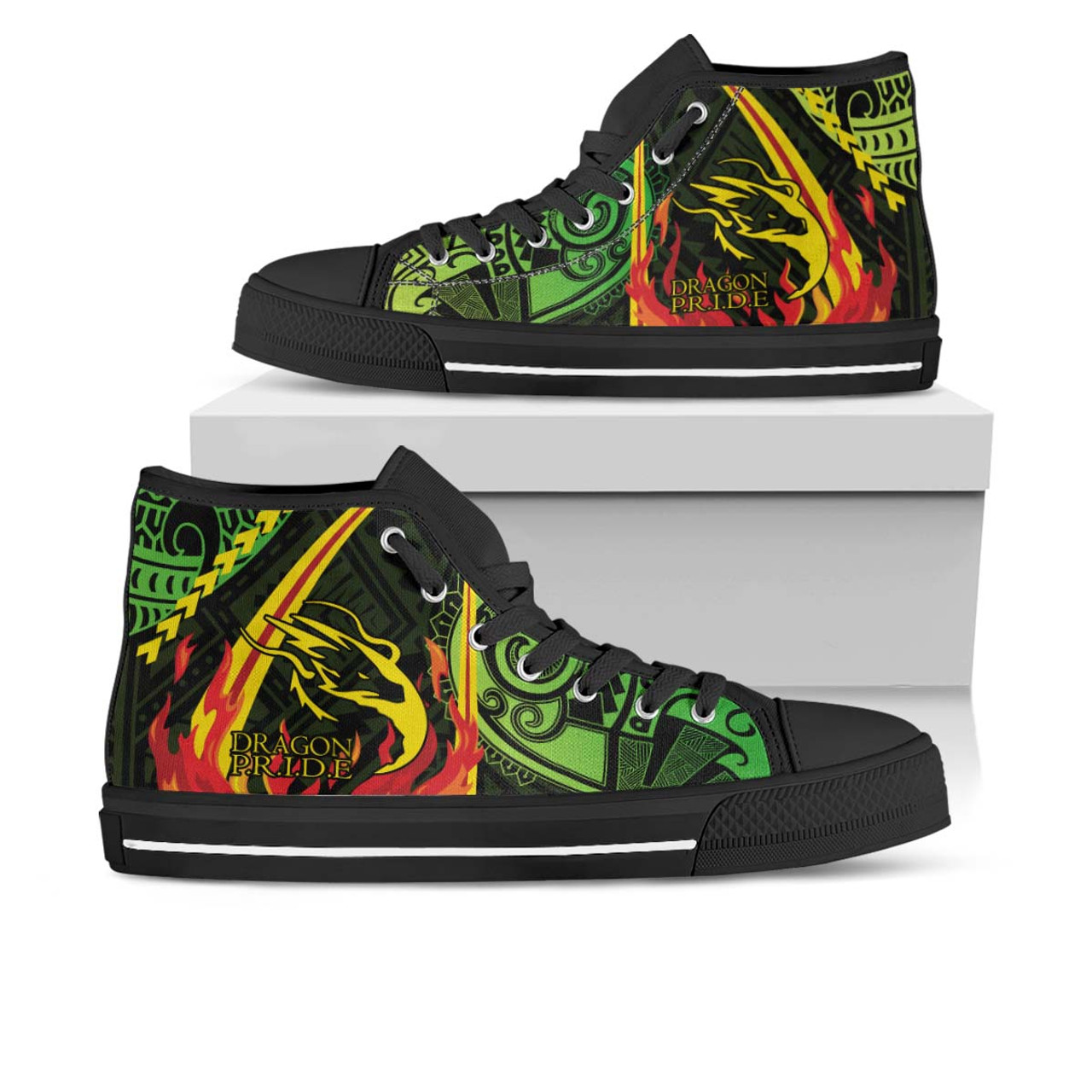 Hawaii High Top Shoes - Honokaï¿½ï¿½a High & Intermediate School Polynesian Tribal Pattern