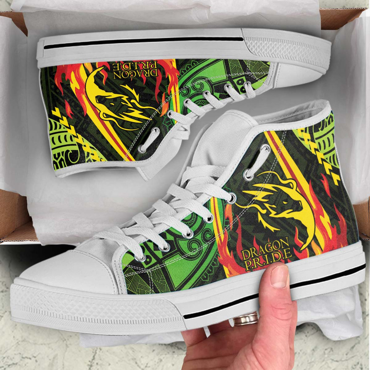 Hawaii High Top Shoes - Honokaï¿½ï¿½a High & Intermediate School Polynesian Tribal Pattern