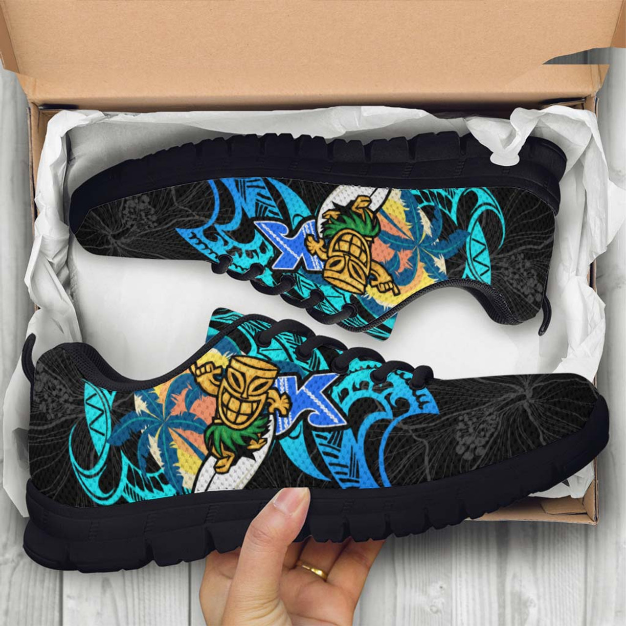 Hawaii Sneakers - Kailua High School Polynesian Tribal Pattern