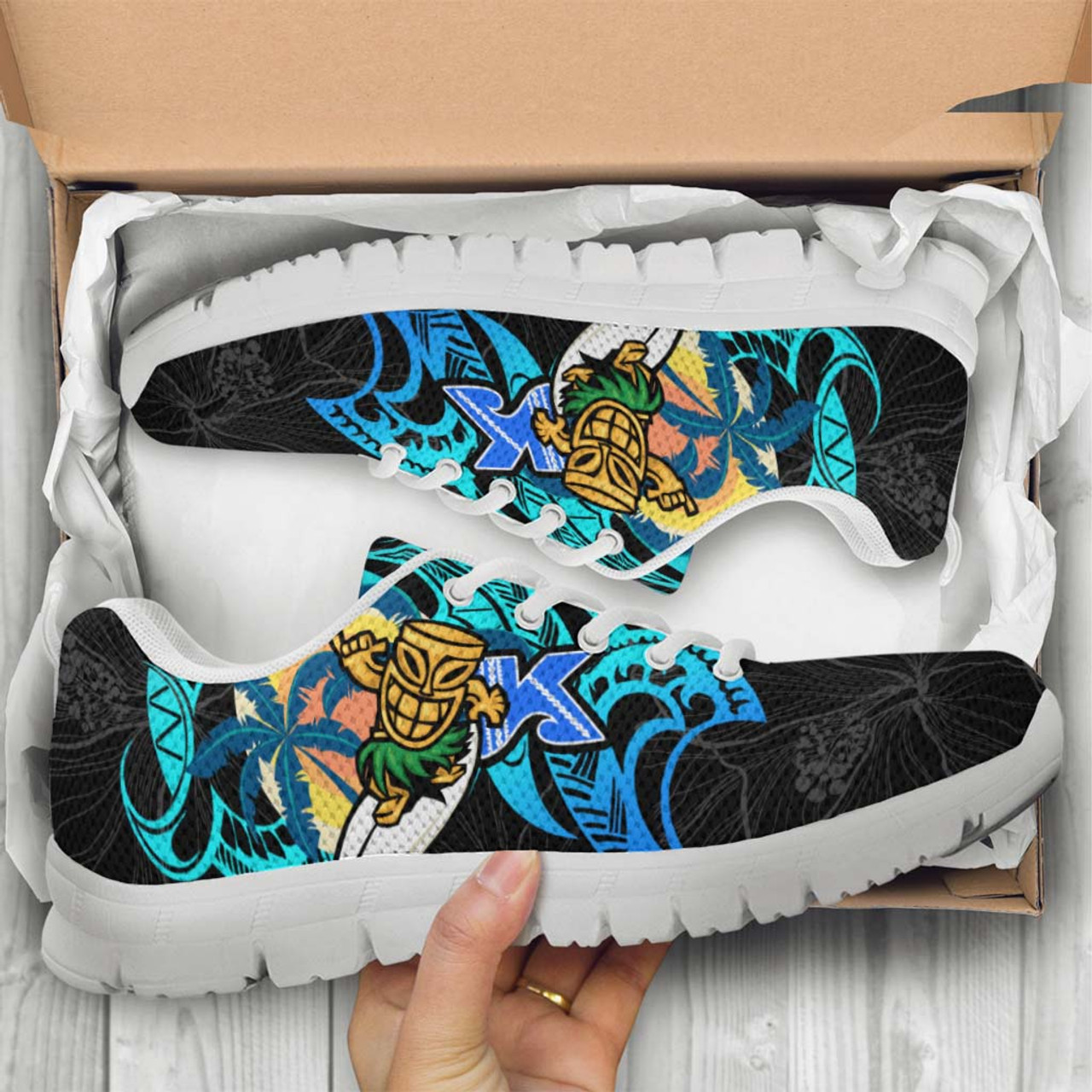 Hawaii Sneakers - Kailua High School Polynesian Tribal Pattern