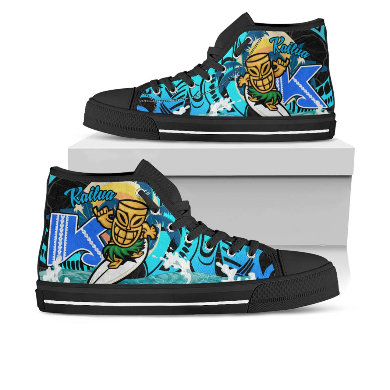 Hawaii High Top Shoes - Kailua High School Polynesian Tribal Pattern