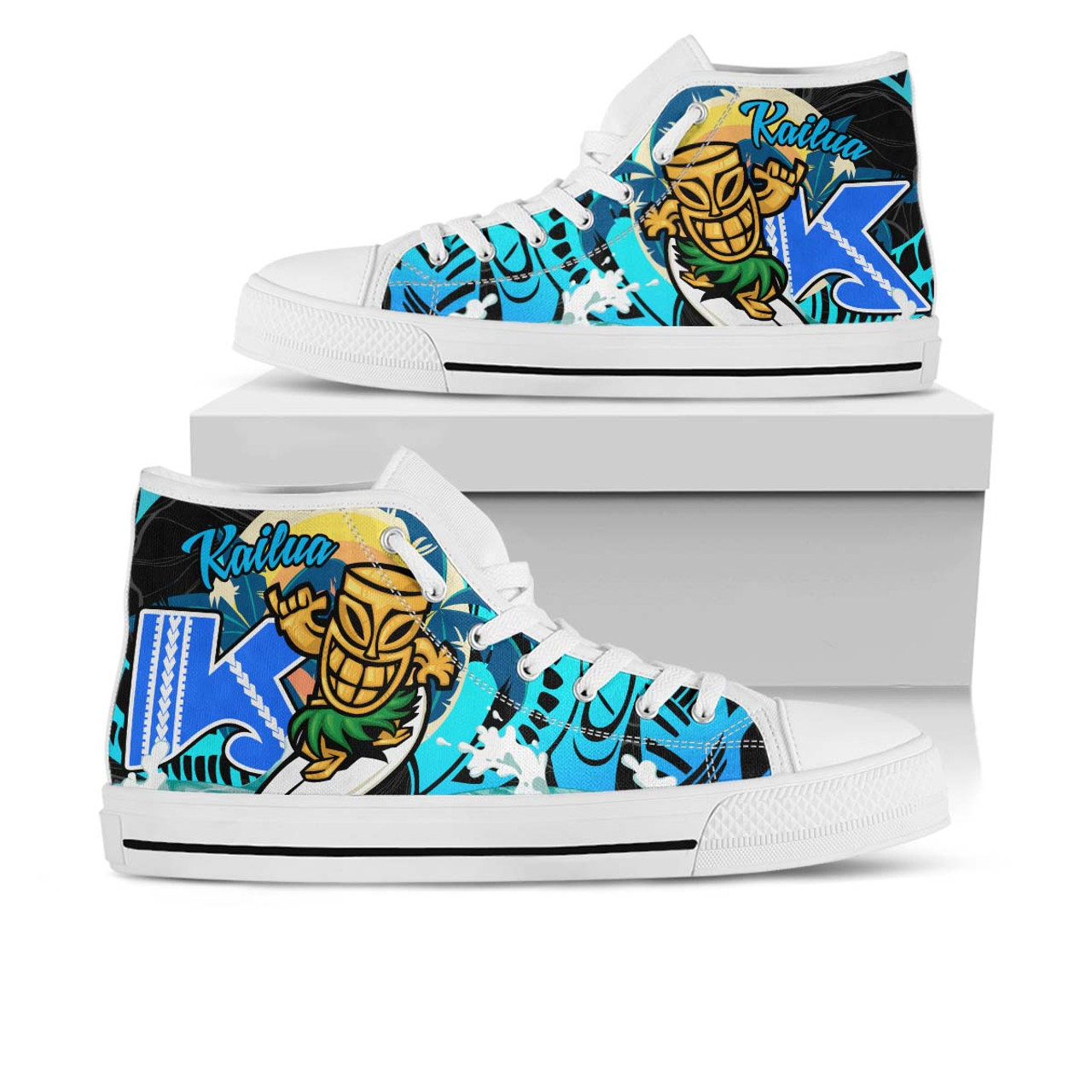 Hawaii High Top Shoes - Kailua High School Polynesian Tribal Pattern