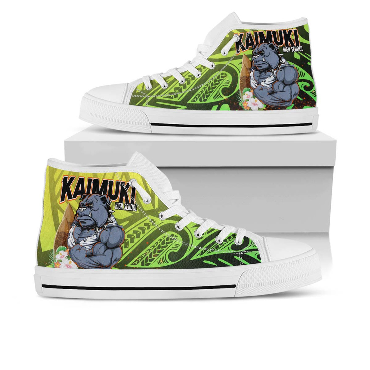 Hawaii High Top Shoes - Kaimuki High School Polynesian Tribal Pattern