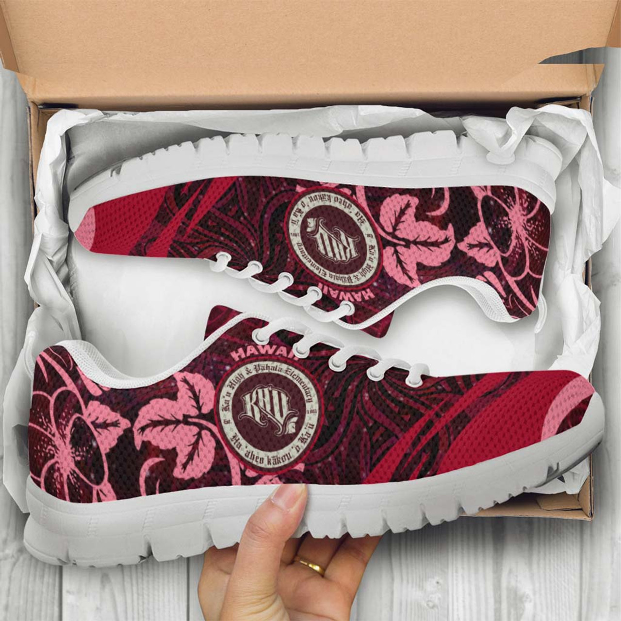 Hawaii Sneakers - KeaÊ»au High School Polynesian Pattern Art