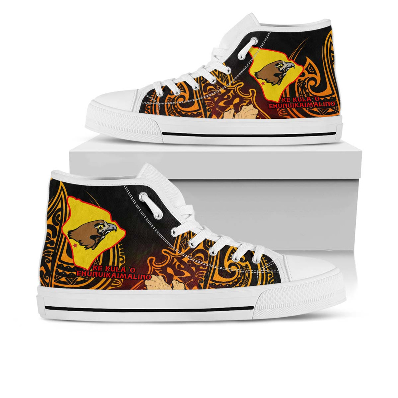 Hawaii High Top Shoes - Ke Kula o Ehunuikaimalino Polynesian Pattern