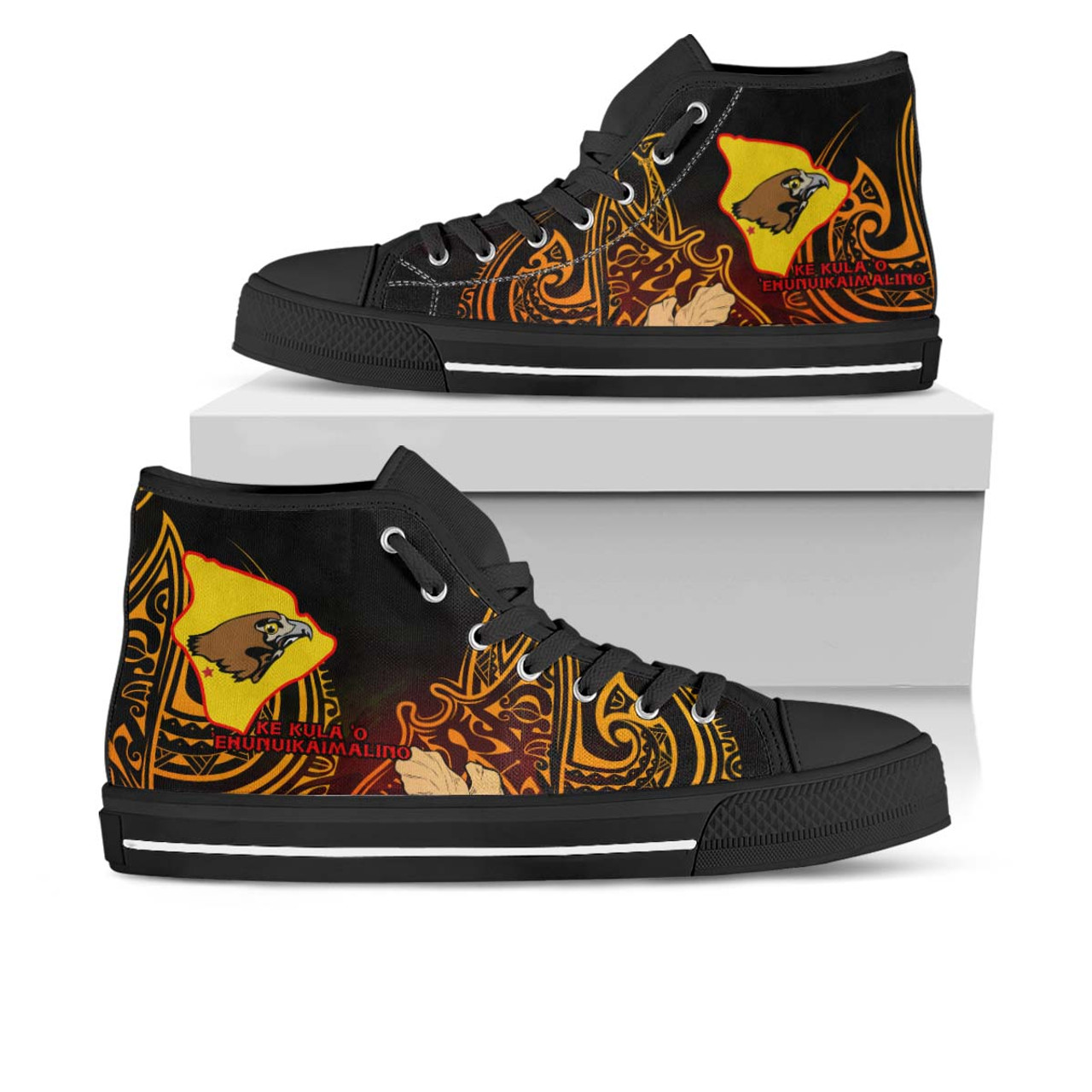 Hawaii High Top Shoes - Ke Kula o Ehunuikaimalino Polynesian Pattern