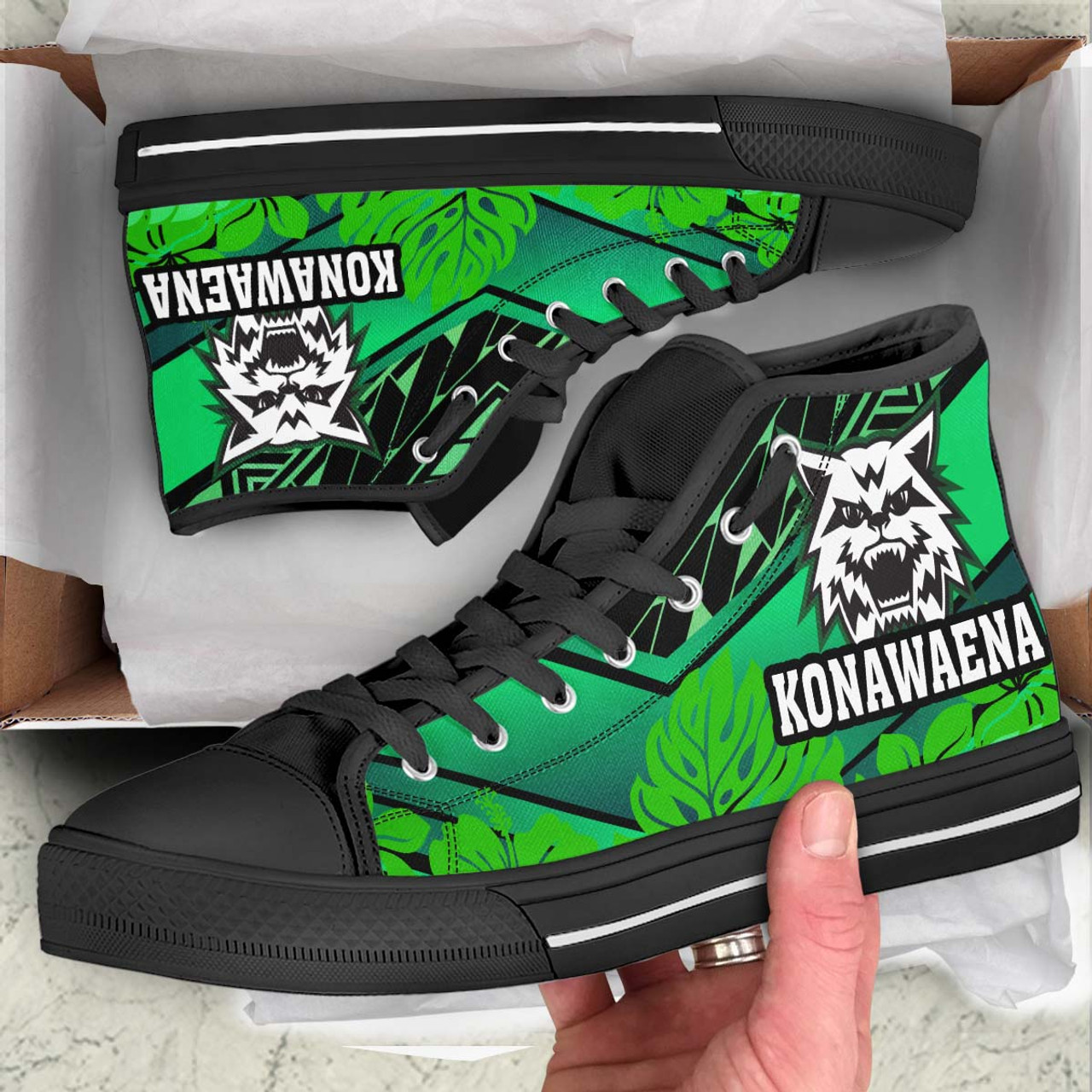 Hawaii High Top Shoes - Konawaena High School Polynesian Tribal Pattern