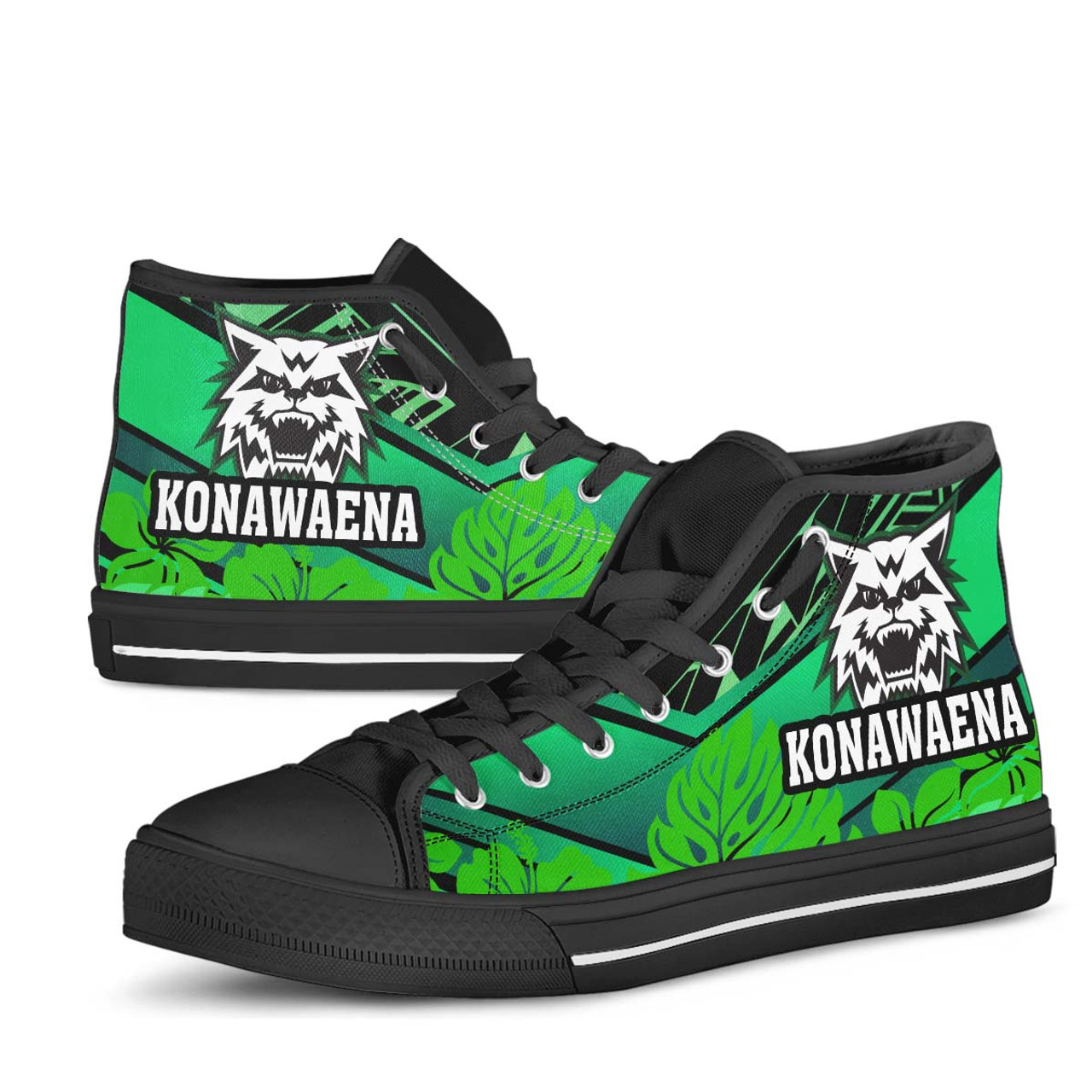 Hawaii High Top Shoes - Konawaena High School Polynesian Tribal Pattern