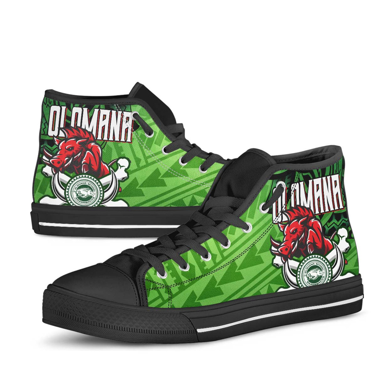 Hawaii High Top Shoes - Olomana High & Intermediate School Polynesian Pattern