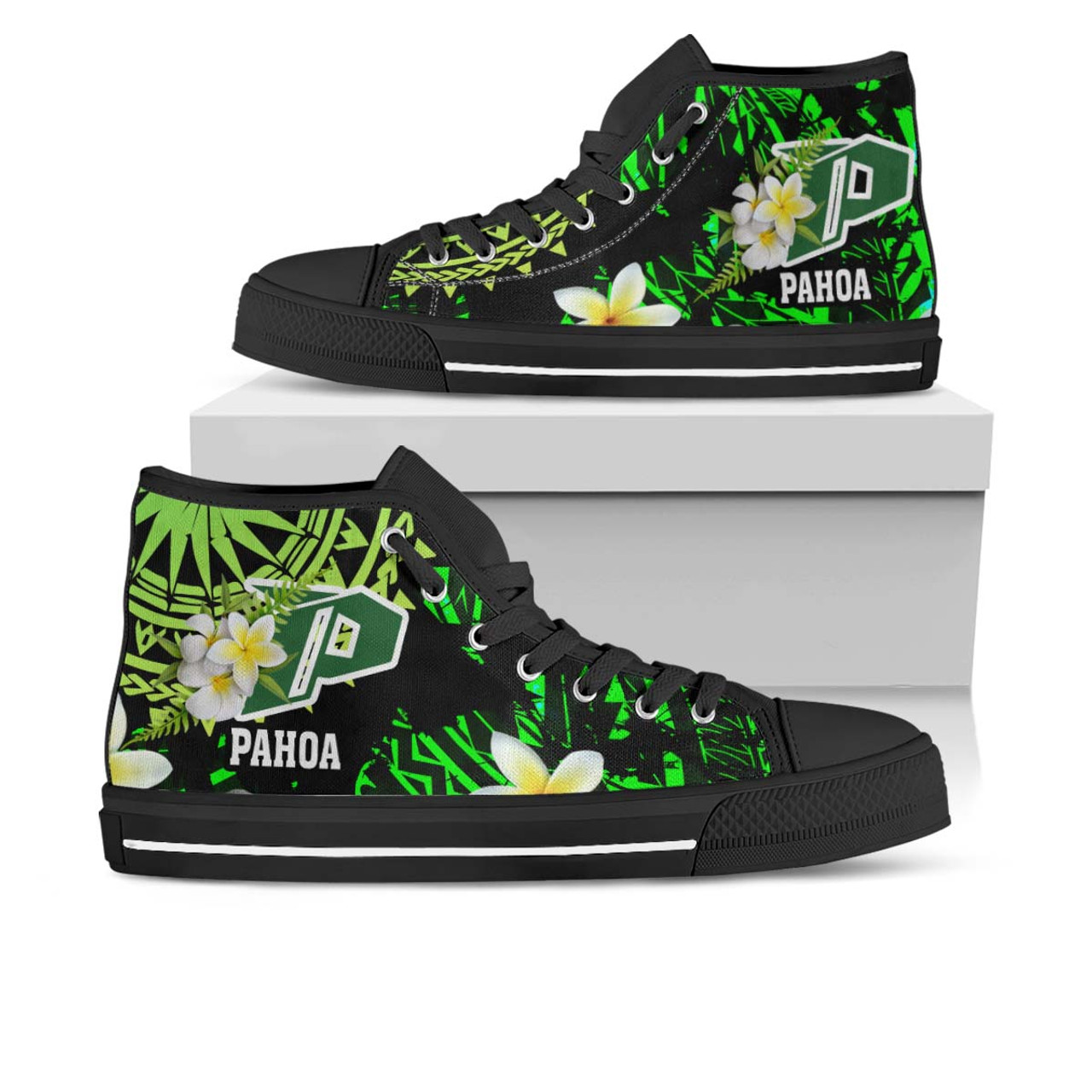 Hawaii High Top Shoes - Pahoa High & Intermediate School Polynesian Pattern