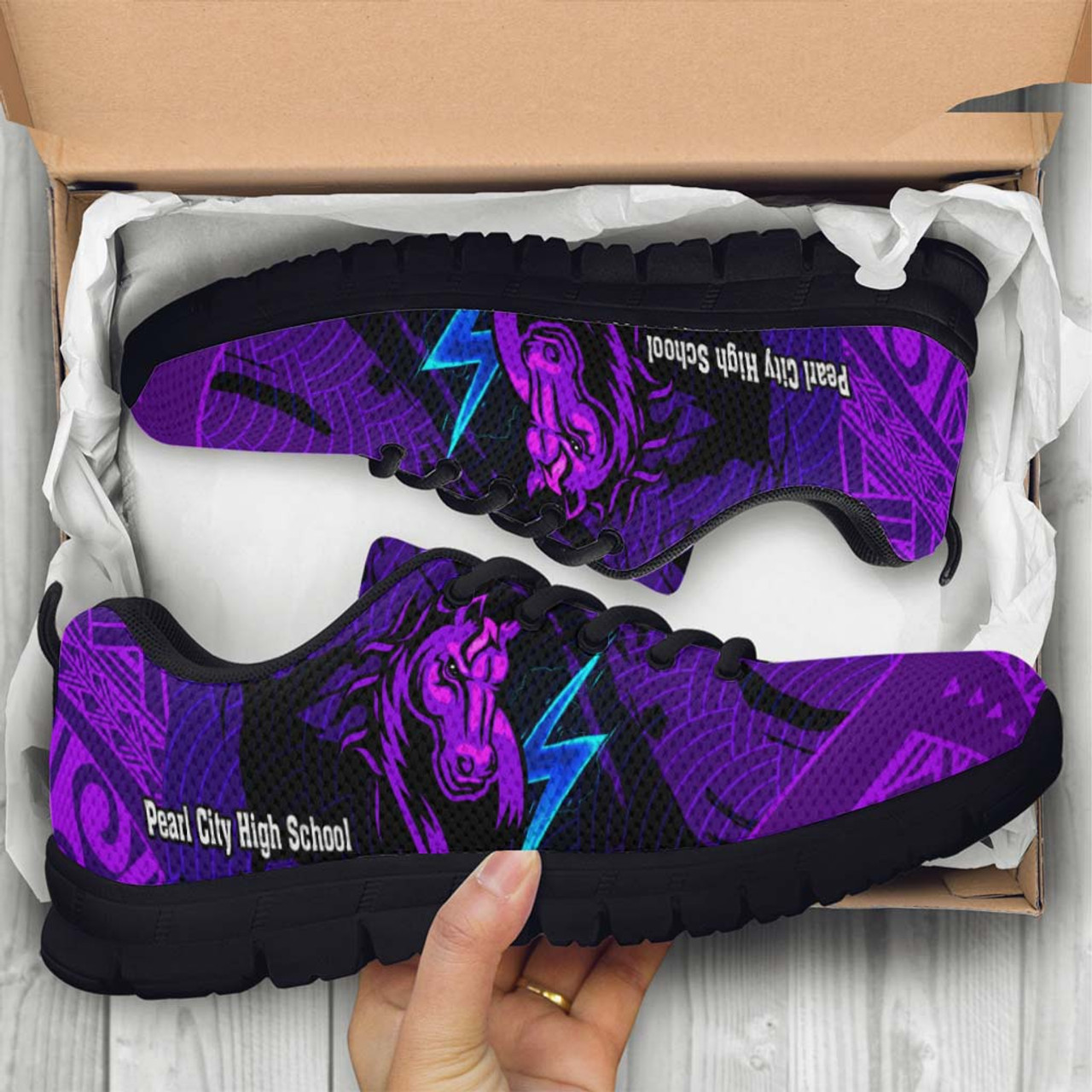 Hawaii Sneakers - Pearl City High School Polynesian Pattern