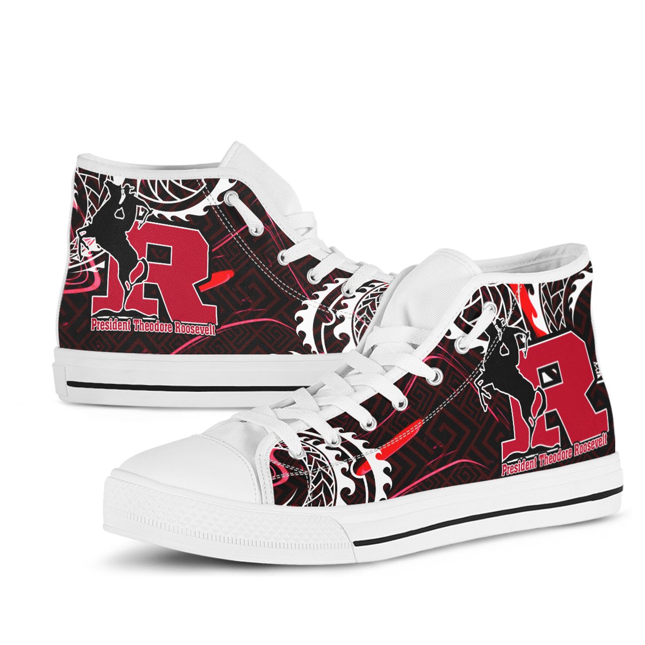 Hawaii High Top Shoes - President Theodore Roosevelt High School Polynesian Pattern