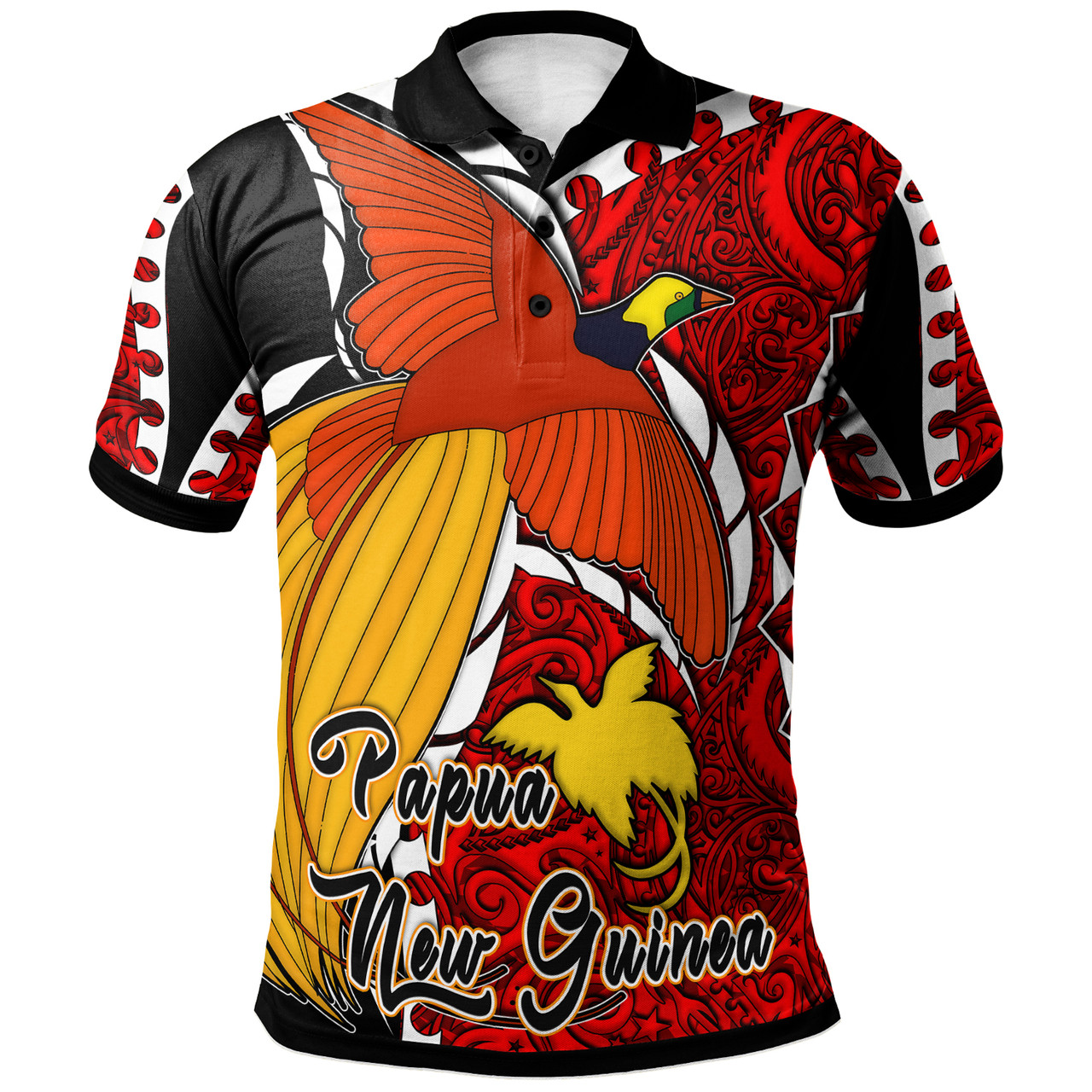 Papua New Guinea Polo Shirt - Custom Paradise Bird Of Papua New Guinea with Polynesian Patterns Polo Shirt