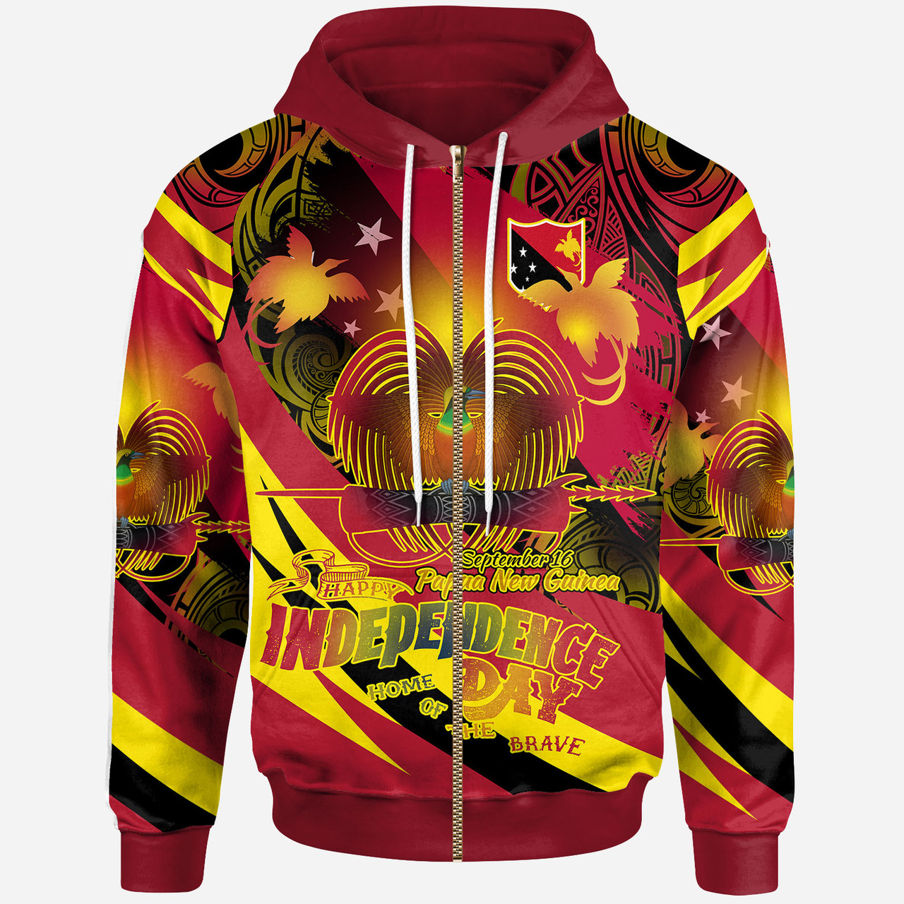 Papua New Guinea Hoodie - Custom PNG Independence Day With National Emblem Polynesian Pride Hoodie