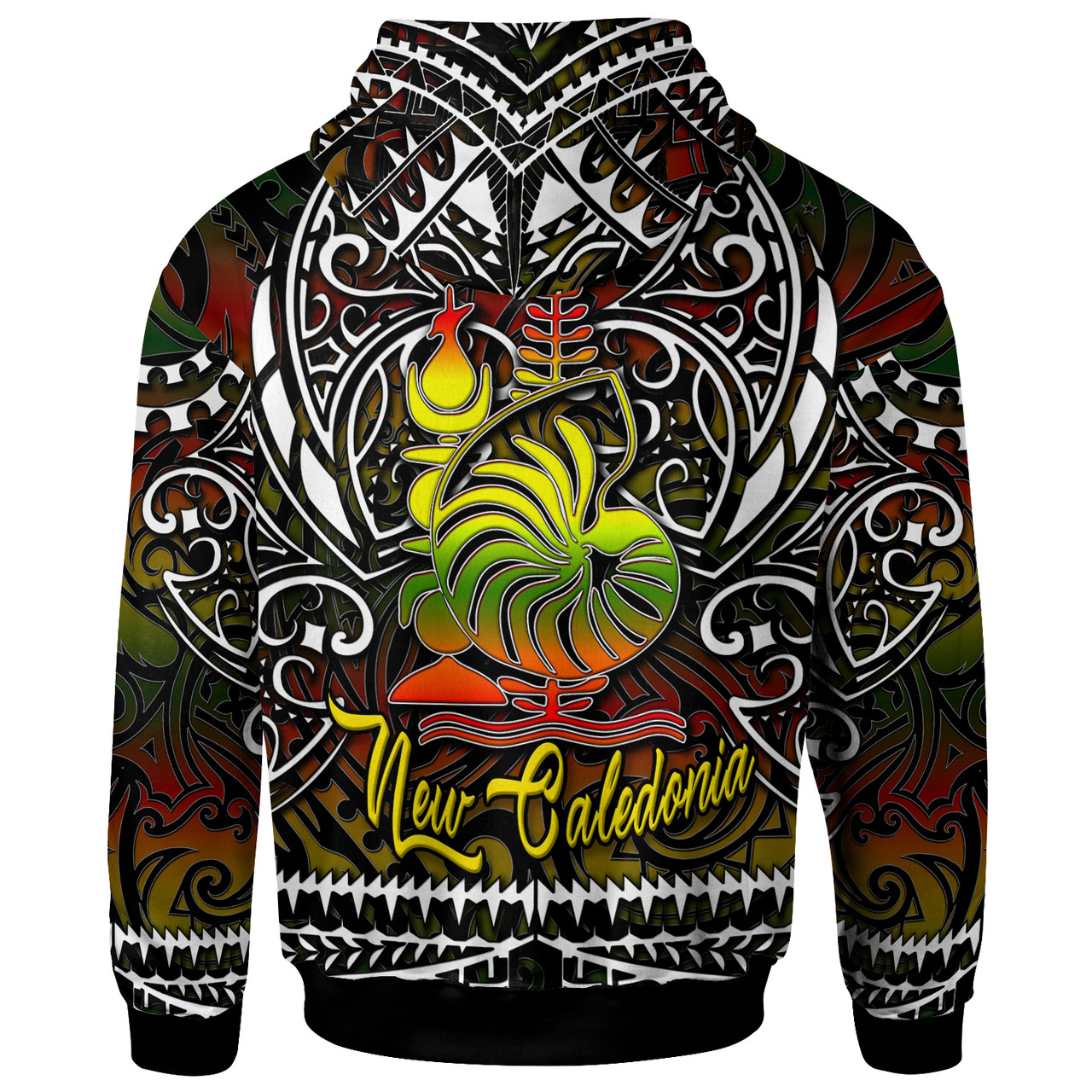 New Caledonia Hoodie - Custom New Caledonia Coat Of Arms Polynesian Pattern Hoodie