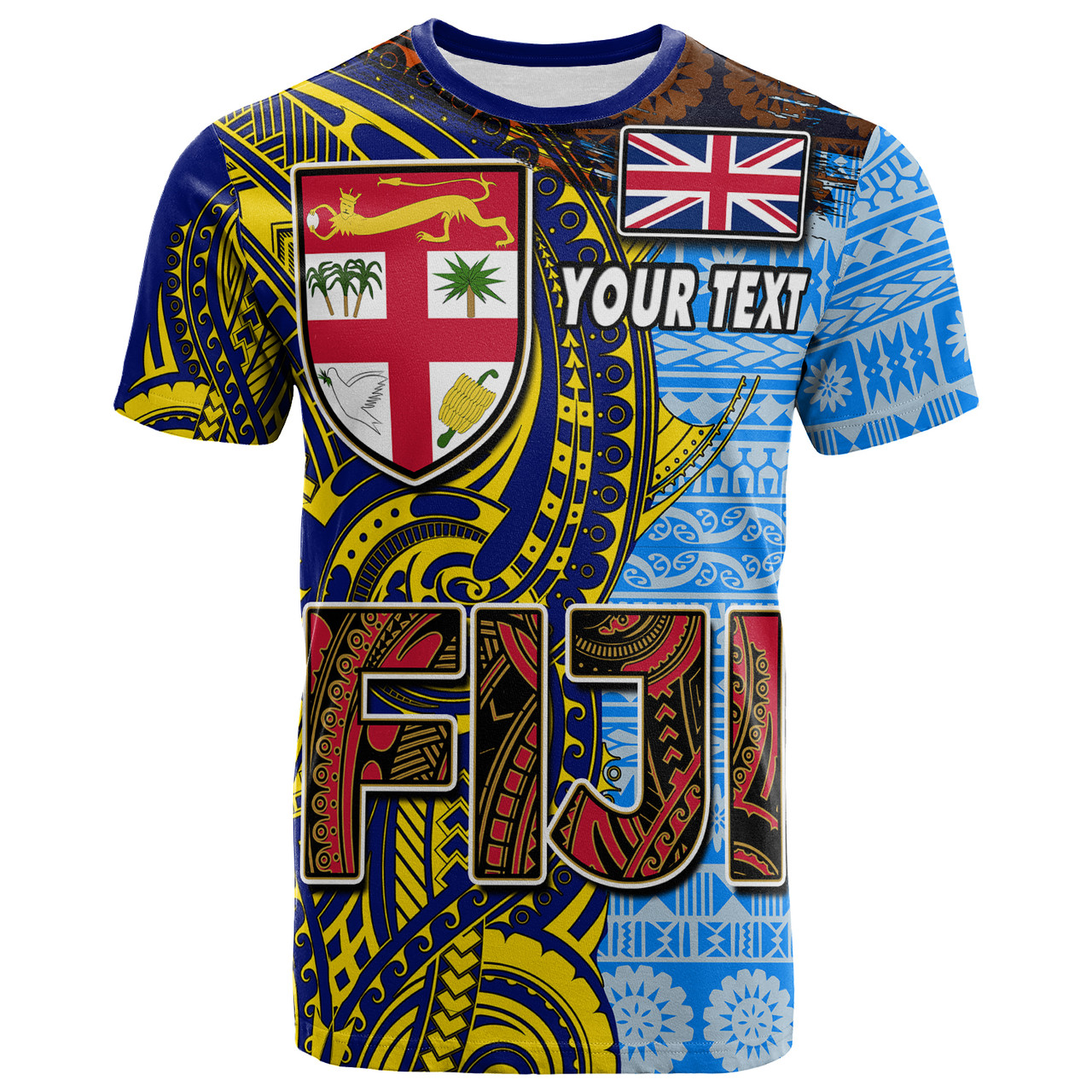 Fiji Polynesian T-shirt - Custom Flag Fiji Independence Day with Tapa Polynesian T-shirt