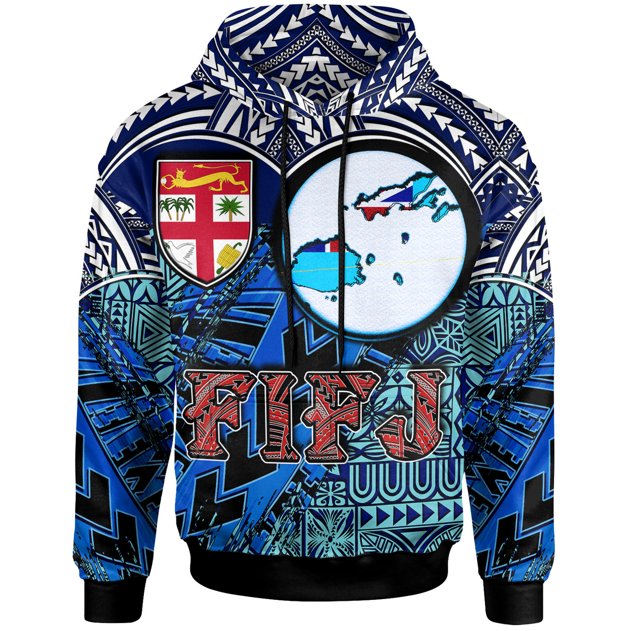 Fiji Polynesian Hoodie - Custom Map Fiji Independence Day with Tapa Polynesian Hoodie