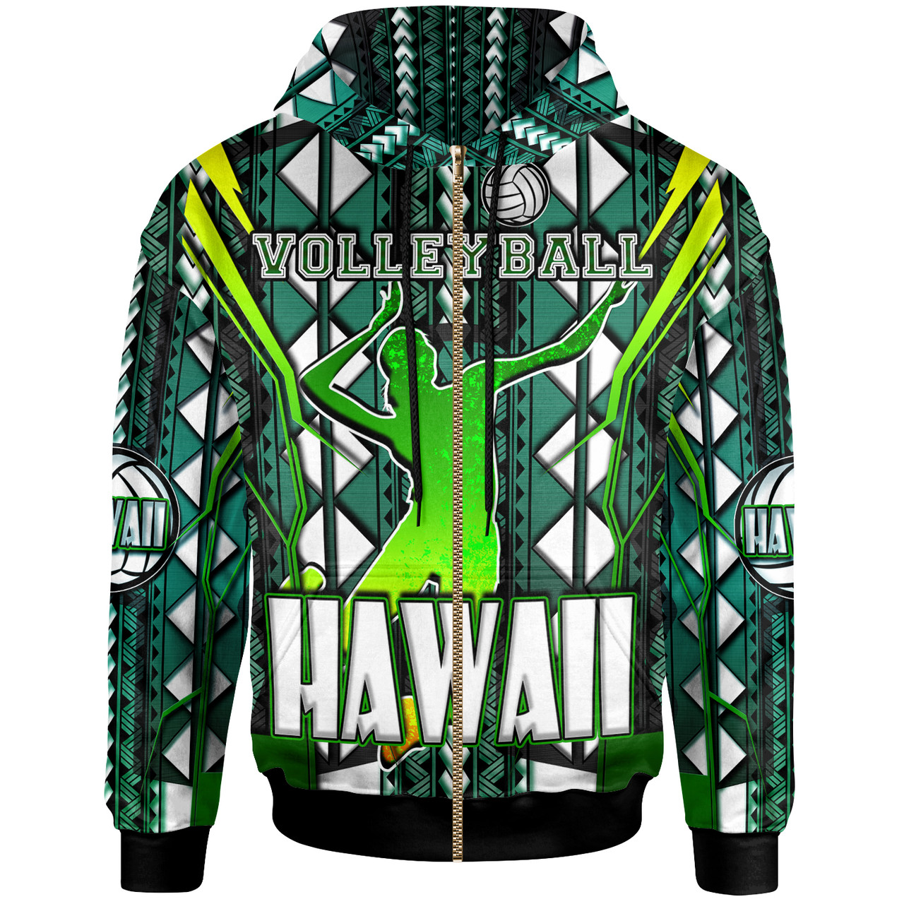 Hawaii Volleyball Hoodie - Custom Hawaii Volleyball Team With Polynesian Patterns Custom Name And Number Hoodie