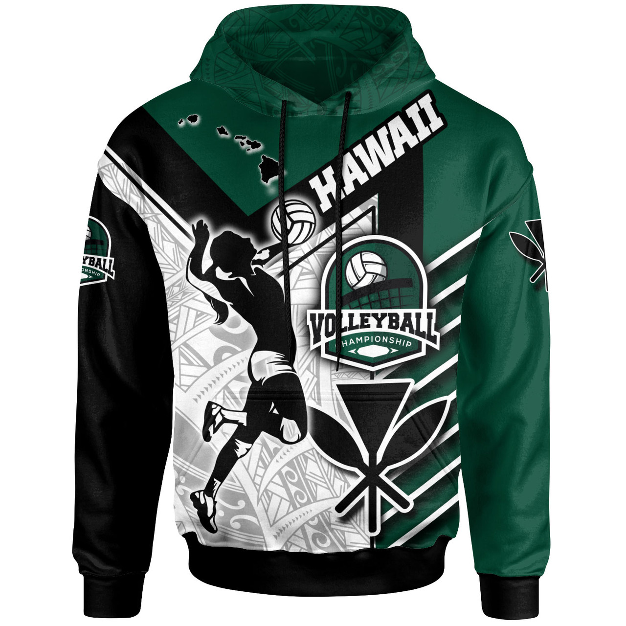 Hawaii Custom Personalised Hoodie - Hawaii Map Volleyball Championship Polynesian Culture