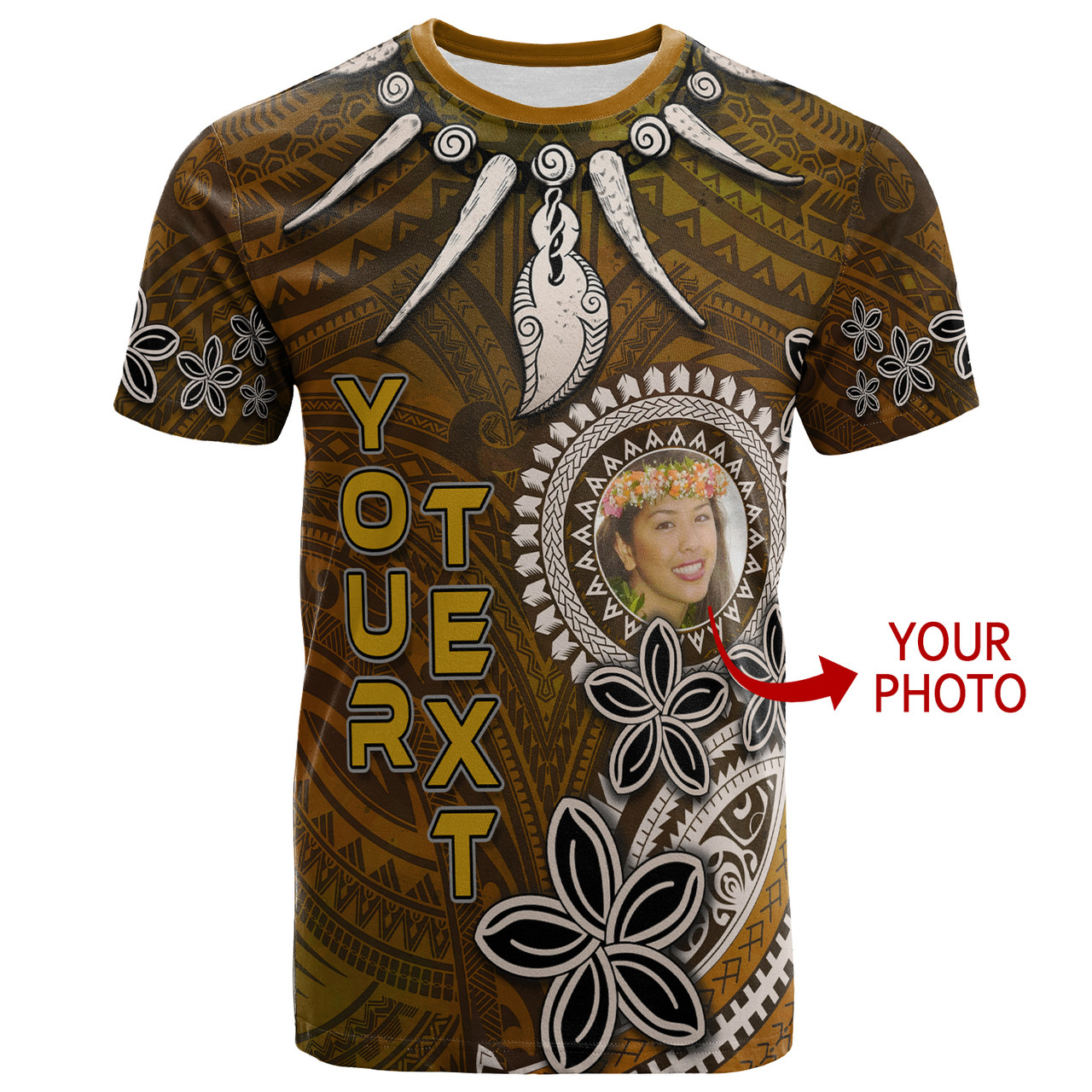 Hawaii Custom Personalised Photo Polynesian T-Shirt - Polynesian Boar Tusk