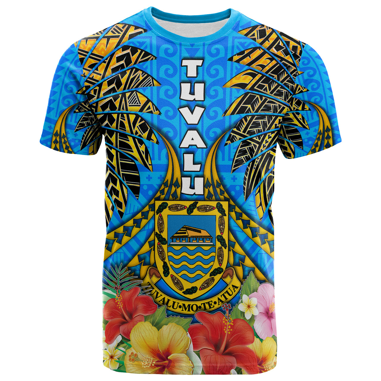 Tuvalu Polynesian T-Shirt - Custom Tuvalu Independence Day with Polynesian Hibiscus T-Shirt