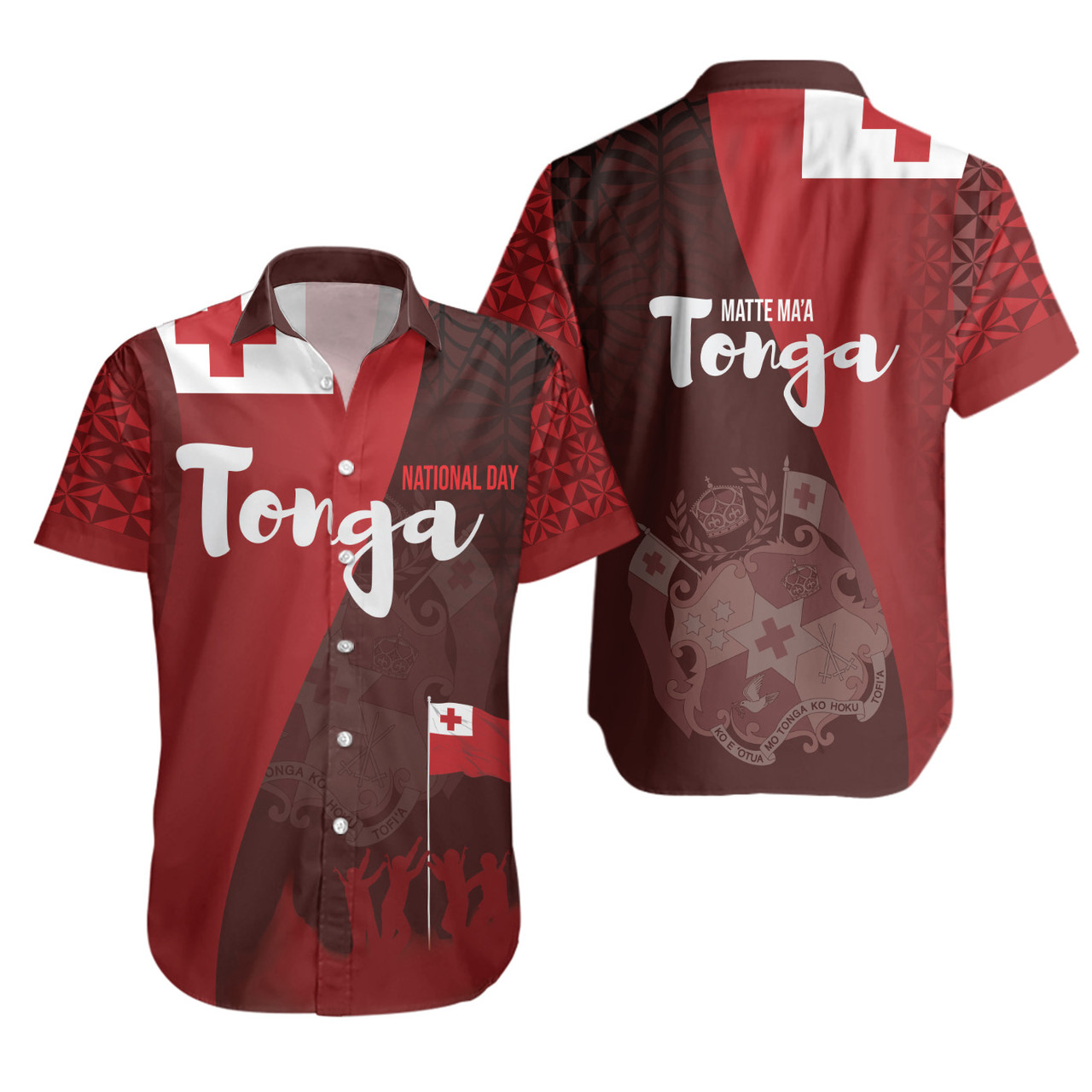 Tonga Short Sleeve Shirt - National Day Tonga Coat Of Arms Polynesian