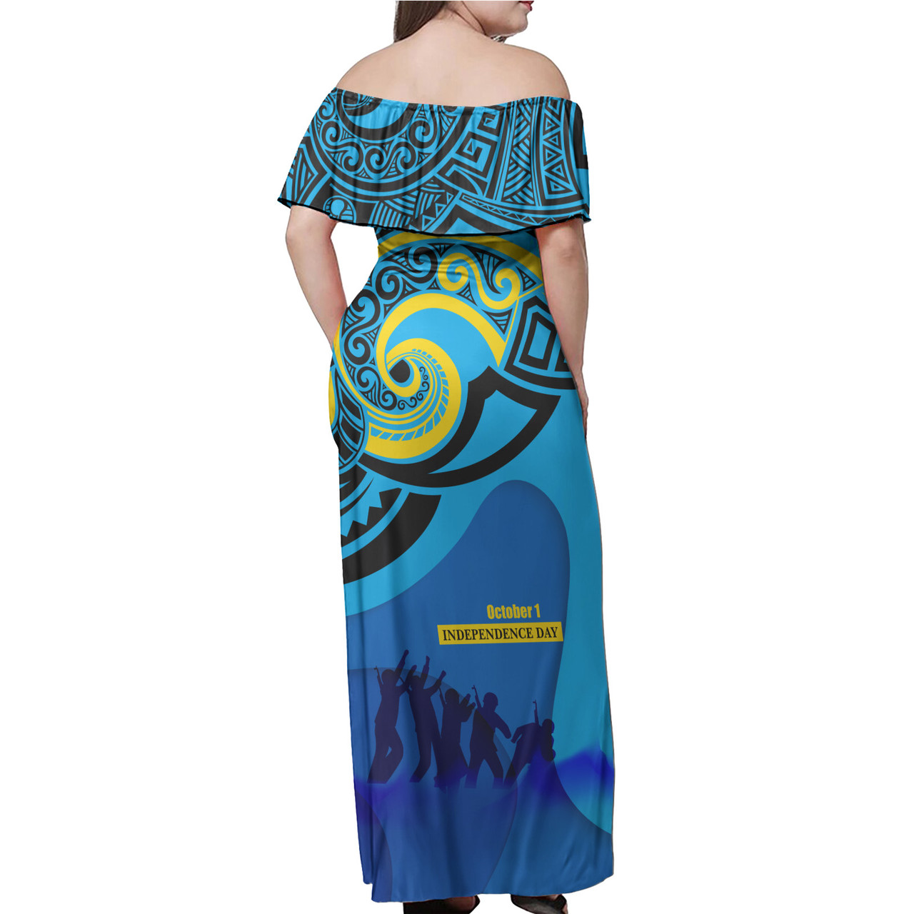 Tuvalu Polynesinan Woman Off Shoulder Long Dress - Independence Tuvalu Polynesian