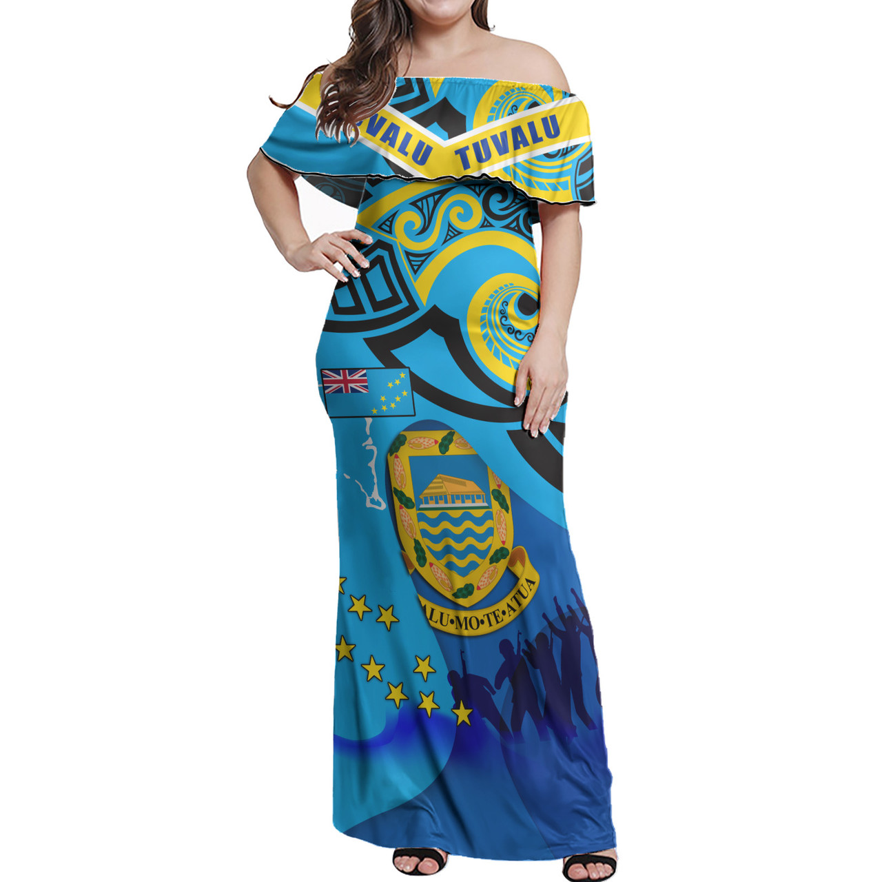 Tuvalu Polynesinan Woman Off Shoulder Long Dress - Independence Tuvalu Polynesian