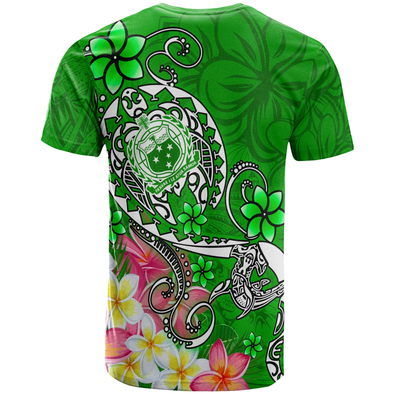 Samoa T-Shirts - Turtle Plumeria (Green) 2