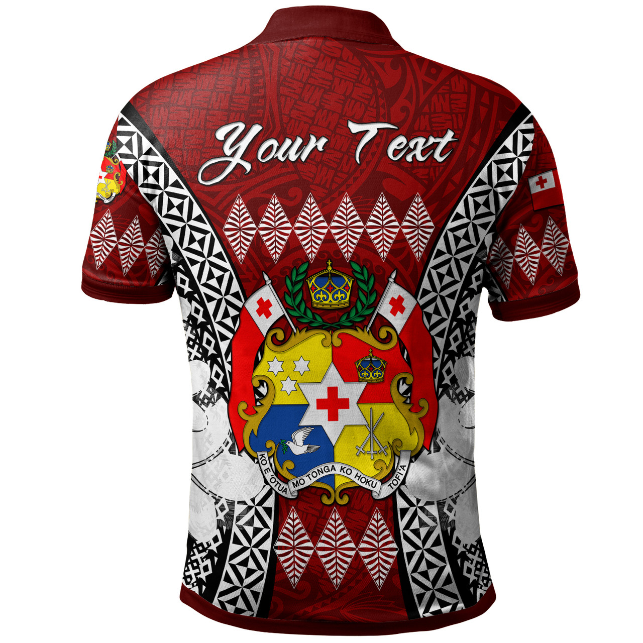 Tonga Polo Shirt - Custom Pattern Inspired By Tonga And Polynesian With Coat Of Arms Polo Shirt