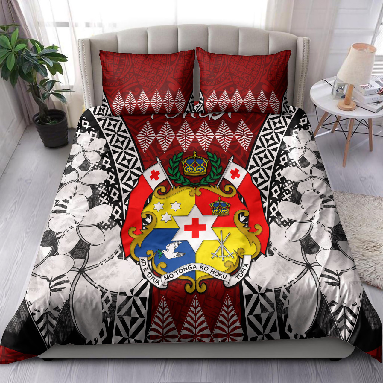 Tonga Bedding Set - Pattern Inspired By Tonga And Polynesian With Coat Of Arms