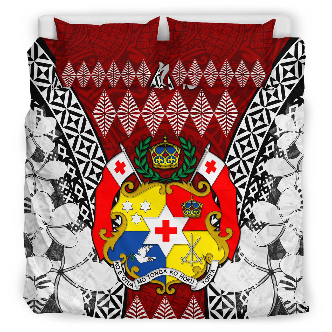 Tonga Bedding Set - Pattern Inspired By Tonga And Polynesian With Coat Of Arms