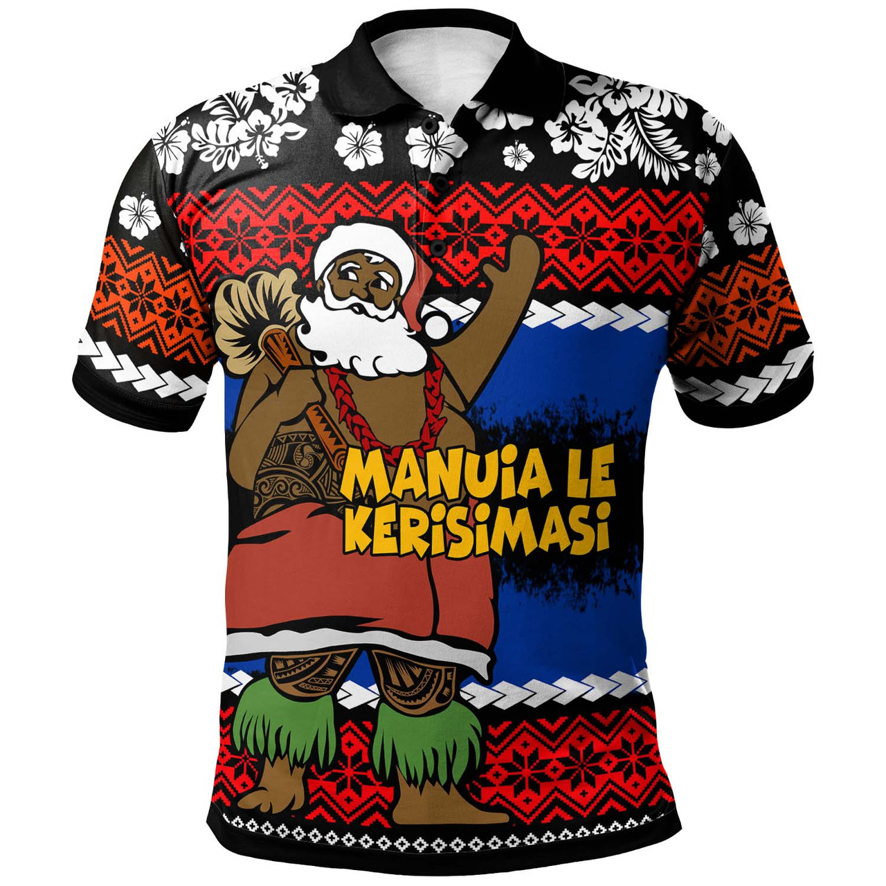 American Samoa Polynesian Polo Shirt - Manuia Le Kerisimasi Christmas Polynesian Polo Shirt