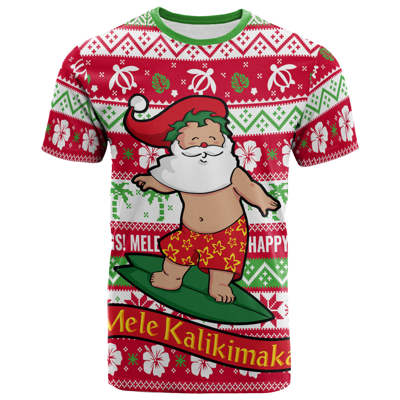 Hawaii Christmas T-Shirt - Santa Surfing