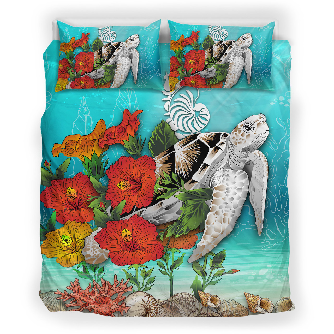 Hawaii Bedding Set - Turtle Hawaii Islands Hibiscus Bedding Set