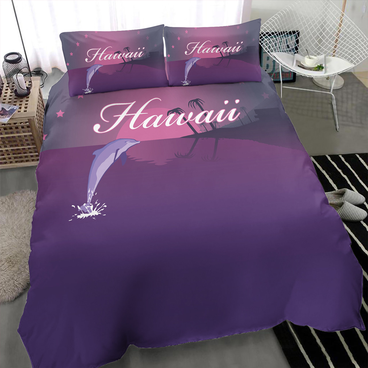 Hawaii Bedding Set Dolphin Club Violet Sun