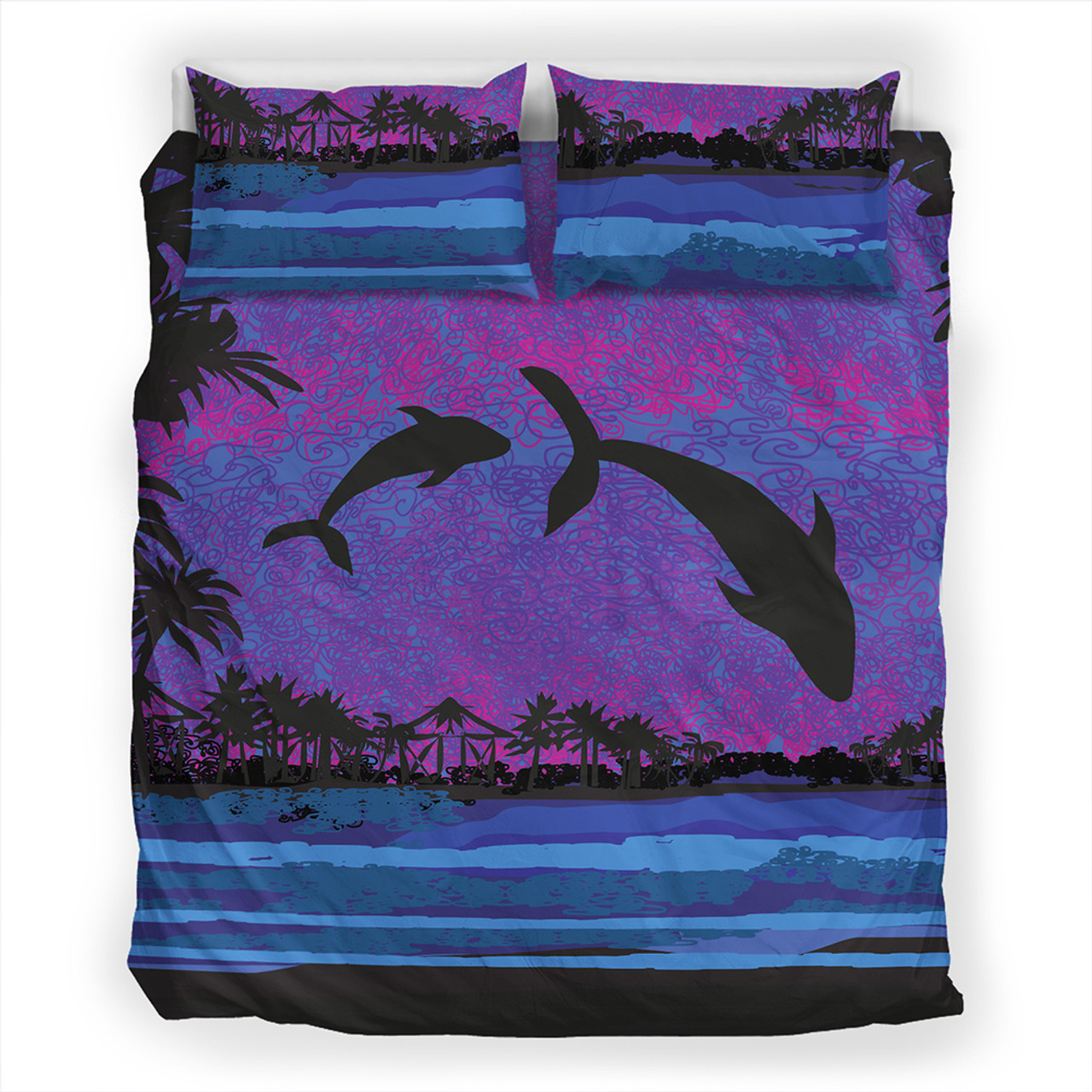 Hawaii Bedding Set Dolphin Dance In Night