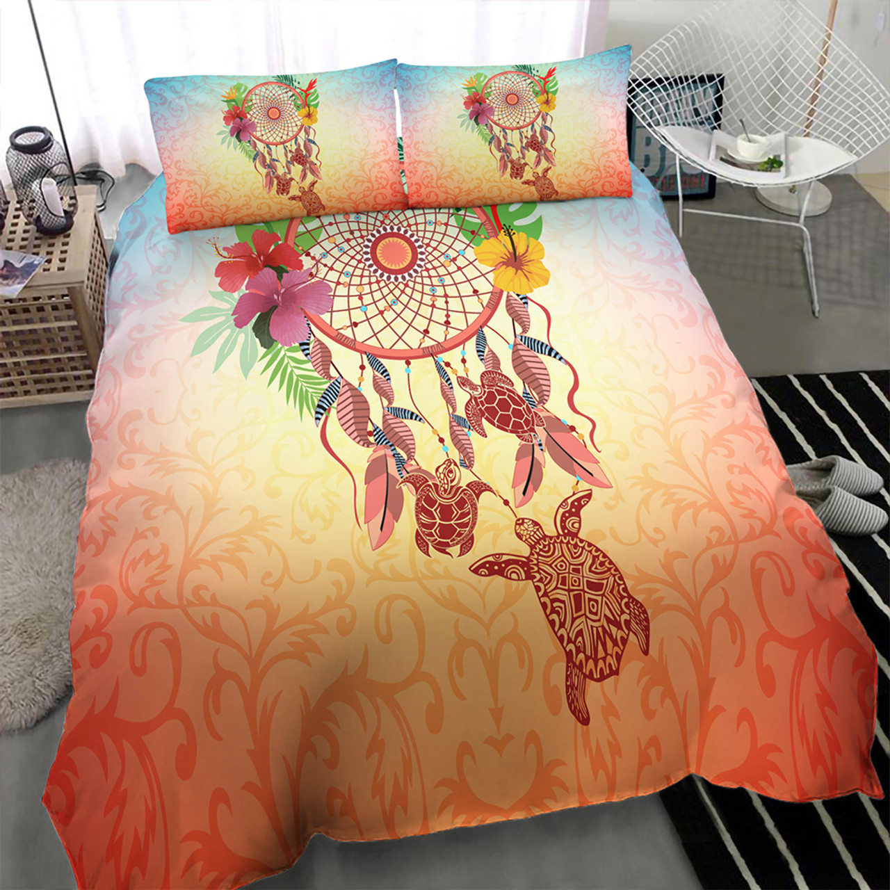 Hawaii Bedding Set Flower Dreamcatcher