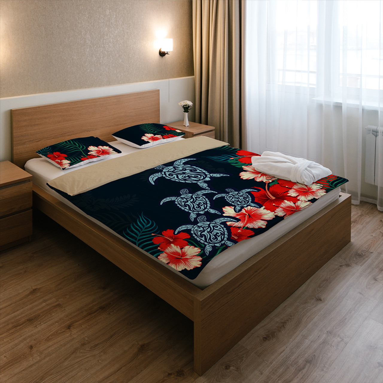 Hawaii Bedding Set Hibiscus And Turtle Skillful