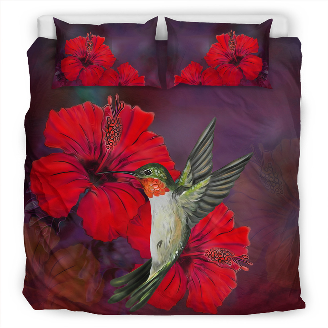 Hawaii Bedding Set Hibiscus Hummingbird