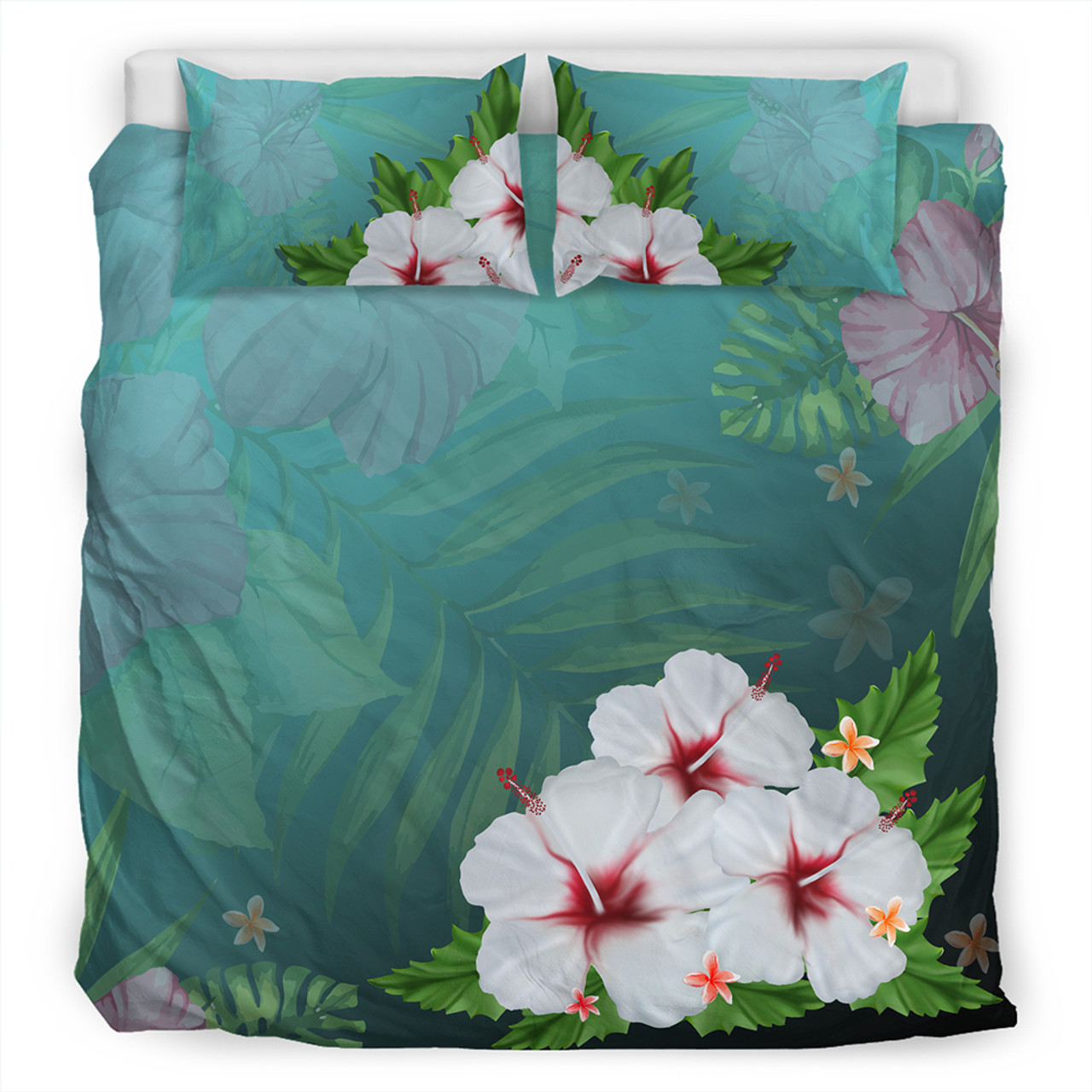 Hawaii Bedding Set Hibiscus White Flower Gleeful