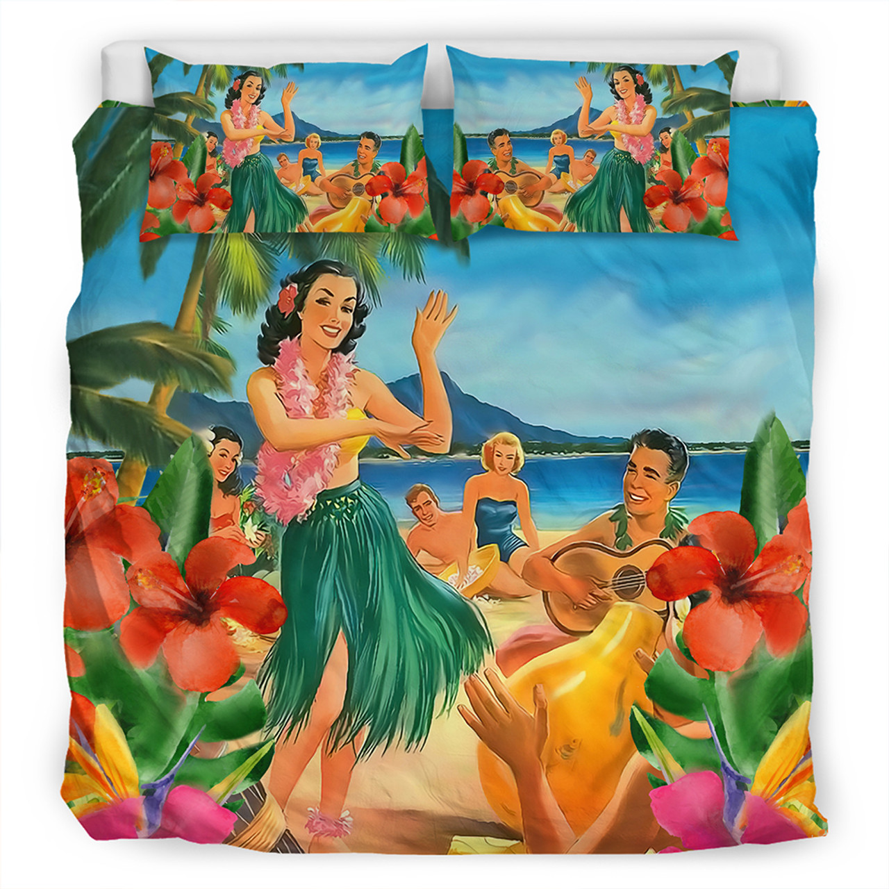 Hawaii Bedding Set Hula Dance On Beach