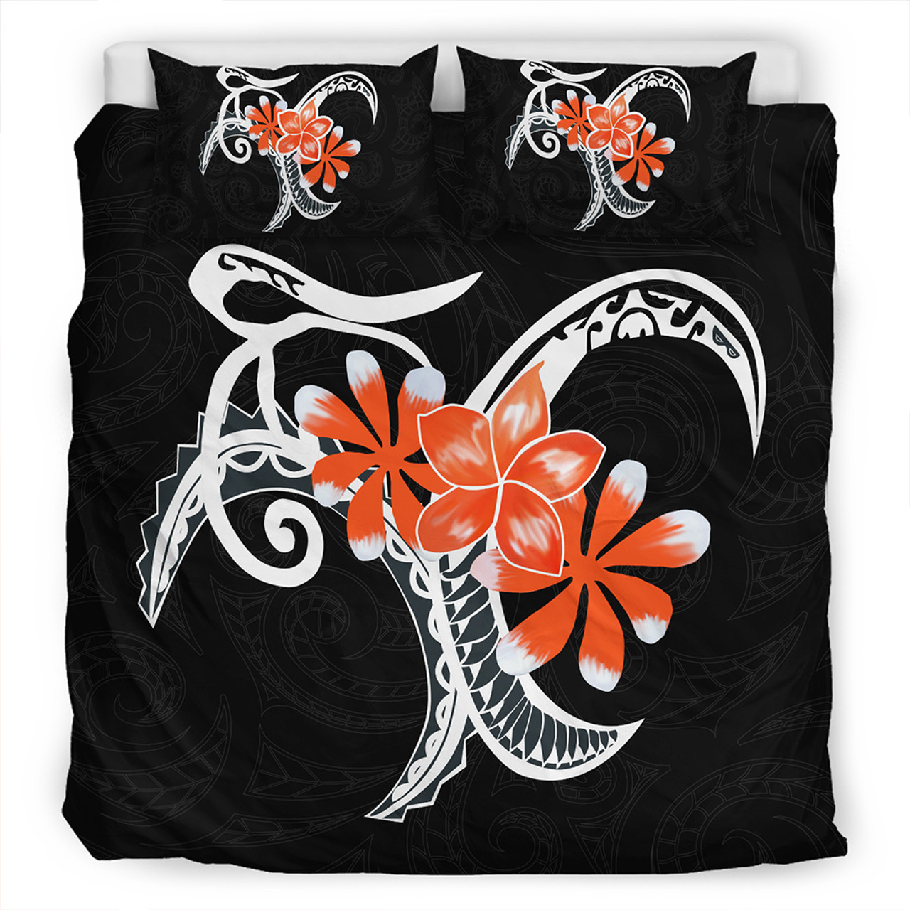 Hawaii Bedding Set Plumeria Polynesia Orange