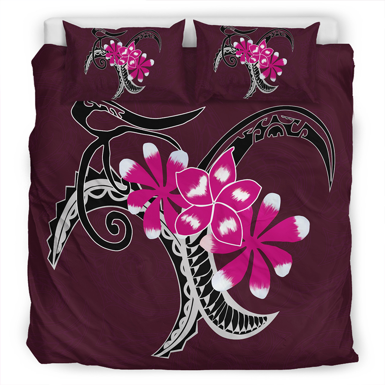 Hawaii Bedding Set Plumeria Polynesia Pink