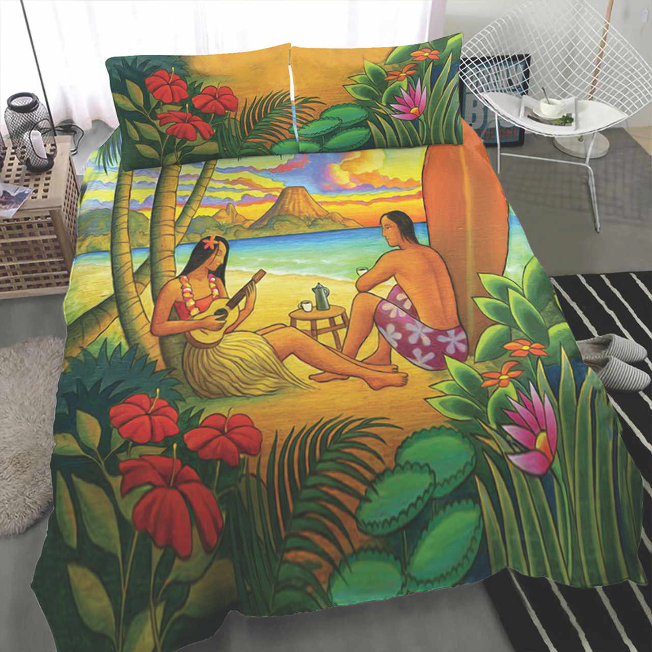 Hawaii Bedding Set Sing A Song On A Beach